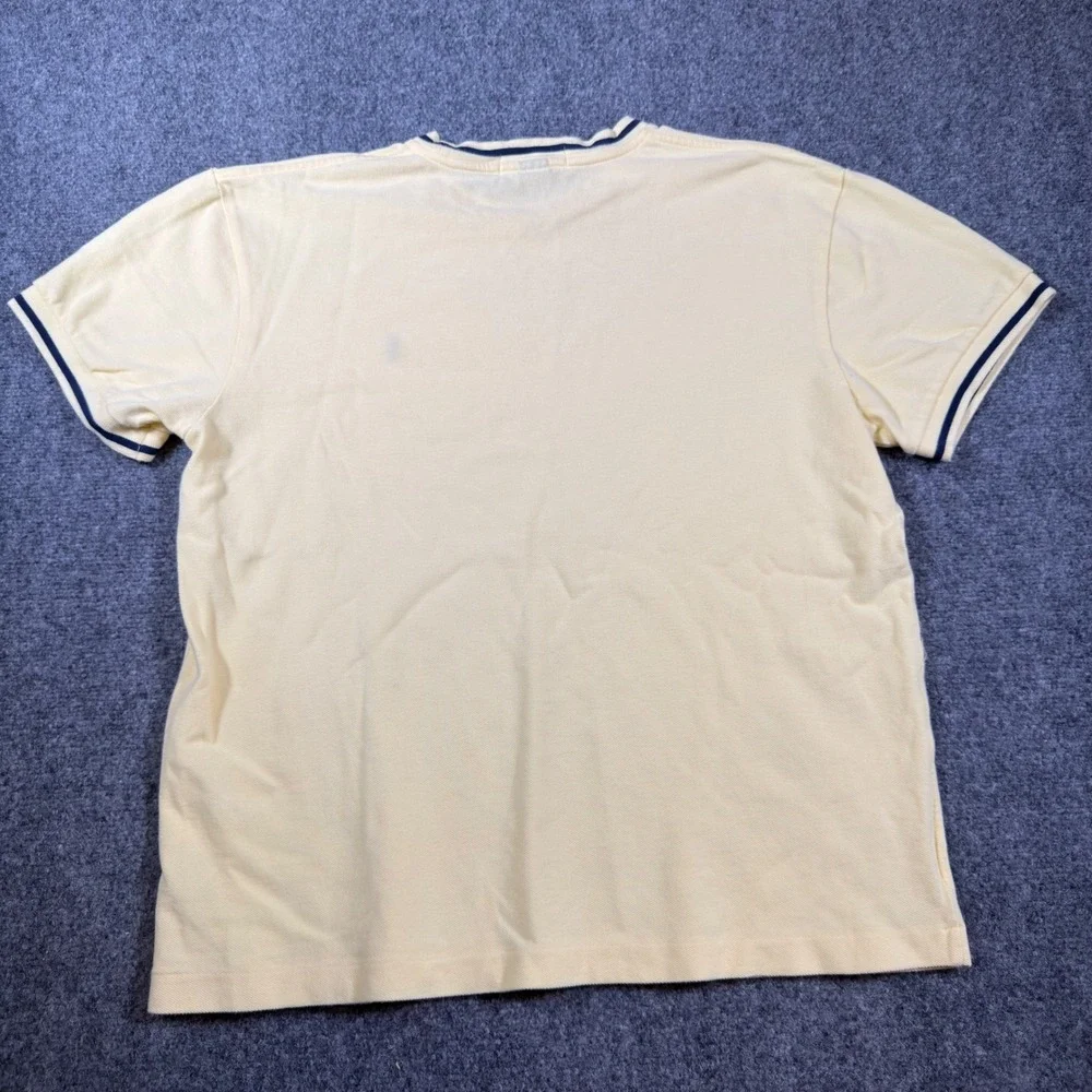 Vintage Polo Ralph Lauren Pique Ringer T-Shirt Mens M Yellow Cotton Tee